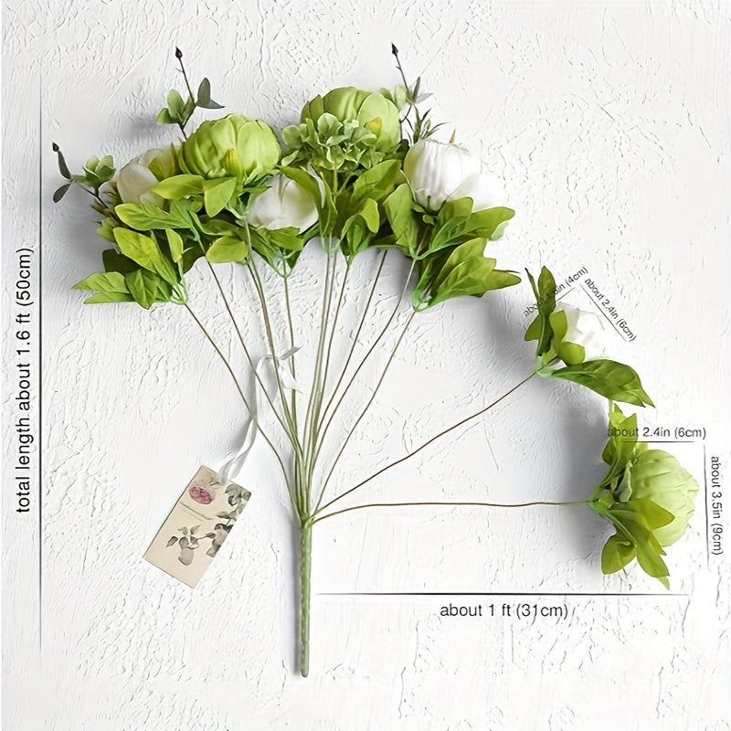 Vintage Faux Peonies And Hydrangeas For Bridal Home Decor - Beautiful Floral Centerpiece (rustic, Beige, Green Mix)
