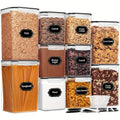 Airtight Pantry Canister Set of 10 with Lids, BPA-Free Food Storage Containers for Cereal, Flour, Sugar and Rice with Measuring Cup, Labels and Marker
