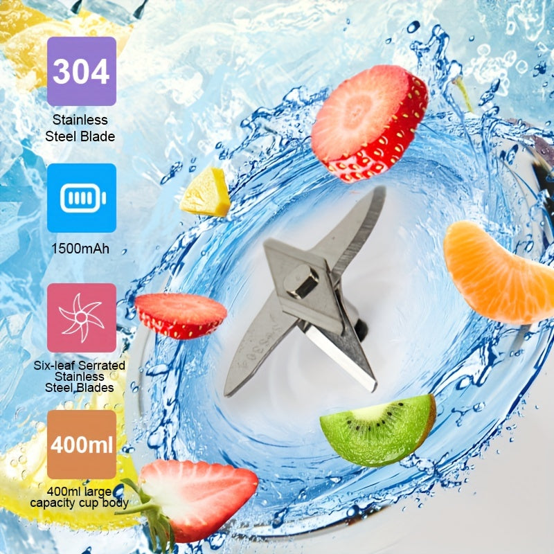 Portable Double Cup Fruit And Vegetable Juicer, Made of Food Grade ABS, with a Capacity of 1500Mah Rechargeable Battery, Gift Box, Multifunctional Juicer, Kitchen Supplies, Essential for Summer Fruit Juicing