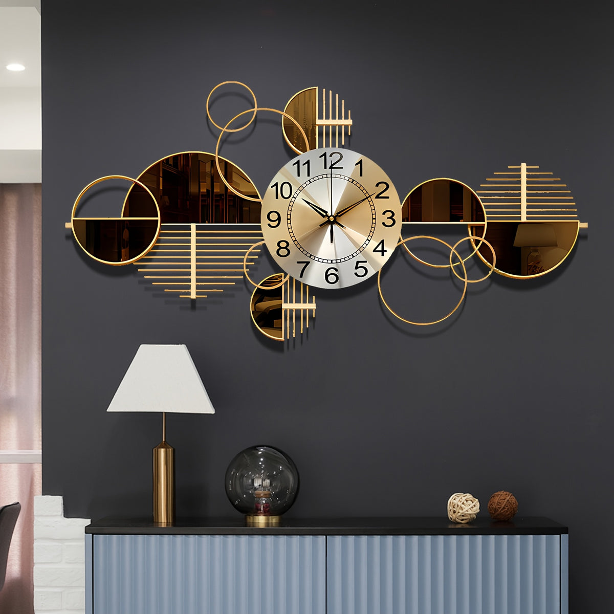 1pc Metal Wall Clock, Rectangle Silent Wall Art Clock for Living Room Bedroom, Modern Decorative Wall Clock with Arched Crown, No-Ticking, 34 x 17 Inch
