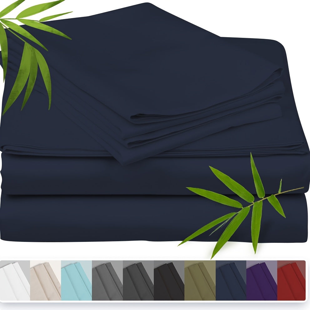 Emircey 3-piece100% Bamboo Fiber Cooling Bedding, Featuring Deep Pocket Design, Breathable And Cool, Suitable for Those Prone to Heat And Excessive Sweating. Fitted Sheet And Pillowcases, Gift for Family Members, Available In Queen King Sizes