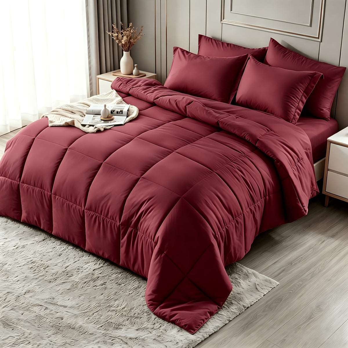 2/3pcs Bed Sheet Sets Queen Size, Double-Sided Tech Fabric, All-Season Comforter-Soft Breathable Quilt for Hot Sleepers & Night Sweats-Bedroom & Camping Use-for Couples & Solo User, 1 Comforter, 1/2 PillowCases, Bedding, Random Color