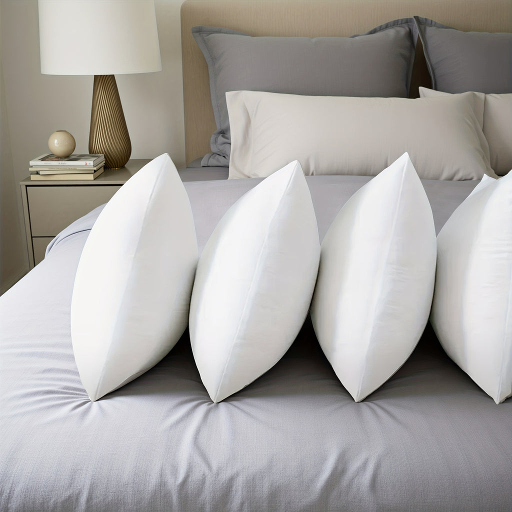 Zippered Pillow Inserts, 4-Pack Fluffy Polyester Cushion Fillers in Square and 12 x 20 Inch Rectangular Sizes, Machine Washable for Sofa and Bed