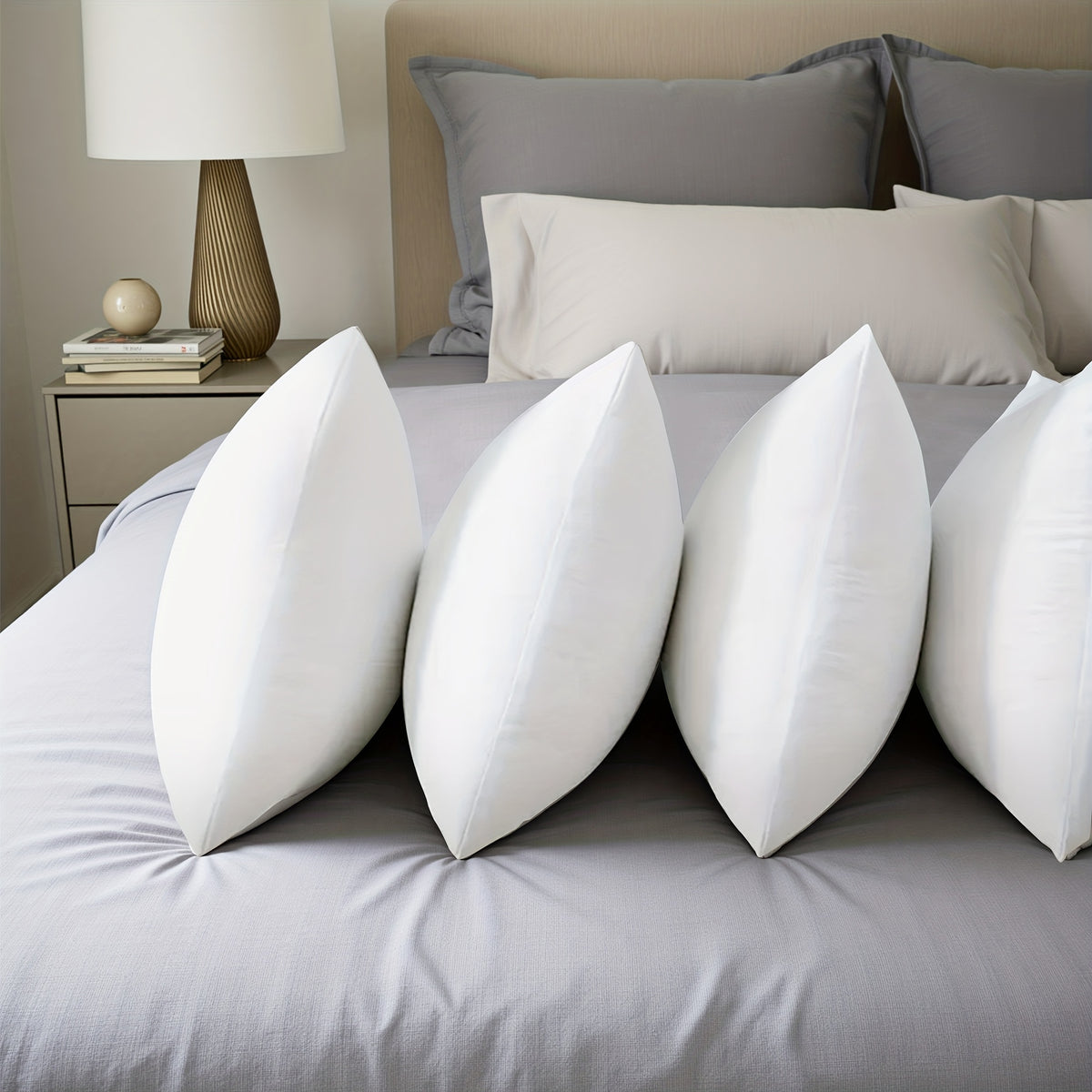 4pcs High Quality Fluffy Square Pillow Cores With Zipper - Plump Stuffer Cushion Inserts, Ideal For Sofa, Bed & Patio Cushion Fillings, Perfect For Outdoor/Indoor.Easy To Clean, 5 Sizes Are Available, Machine Washable.Great Family Gift Choice