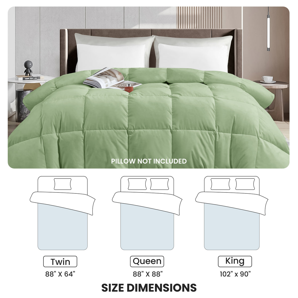Lux Decor Comforter - All Season Quilt Comforter For Summer Sleeping With Corner Tabs - Soft, Breathable Versatile Bedding & Bedroom Decor - Luxurious Box Stitching