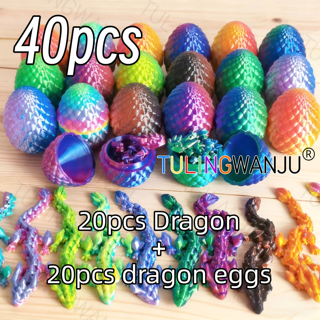 40pcs/20 Sets/Dragon Egg Set Decorative Sculpture (Including 20 Dragons And 20 Dragon Eggs), with a Dragon Body of 4.92 Inches And a Dragon Egg of 2.2 Inches, Suitable for Home Decoration, Holiday Celebrations, Gatherings, Offices, And Living Rooms