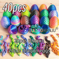 Dragon Egg Figurine Set, 40 Pieces with 20 Mini Dragons and 20 Decorative Eggs for Fantasy Shelf Decor, Office Displays and Holiday Gatherings