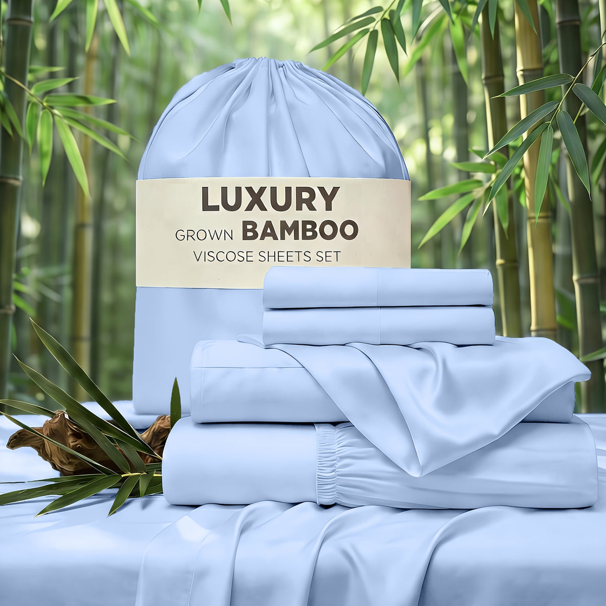 4pcs Hotel Luxury Bed Sheet & Pillowcase Set - Ultra Soft Rayon Derived From Bamboo, Wrinkle Fade & Stain Resistant, 14" Deep Pocket, Easy Care Bedding for Bedroom & Kids Room Decor