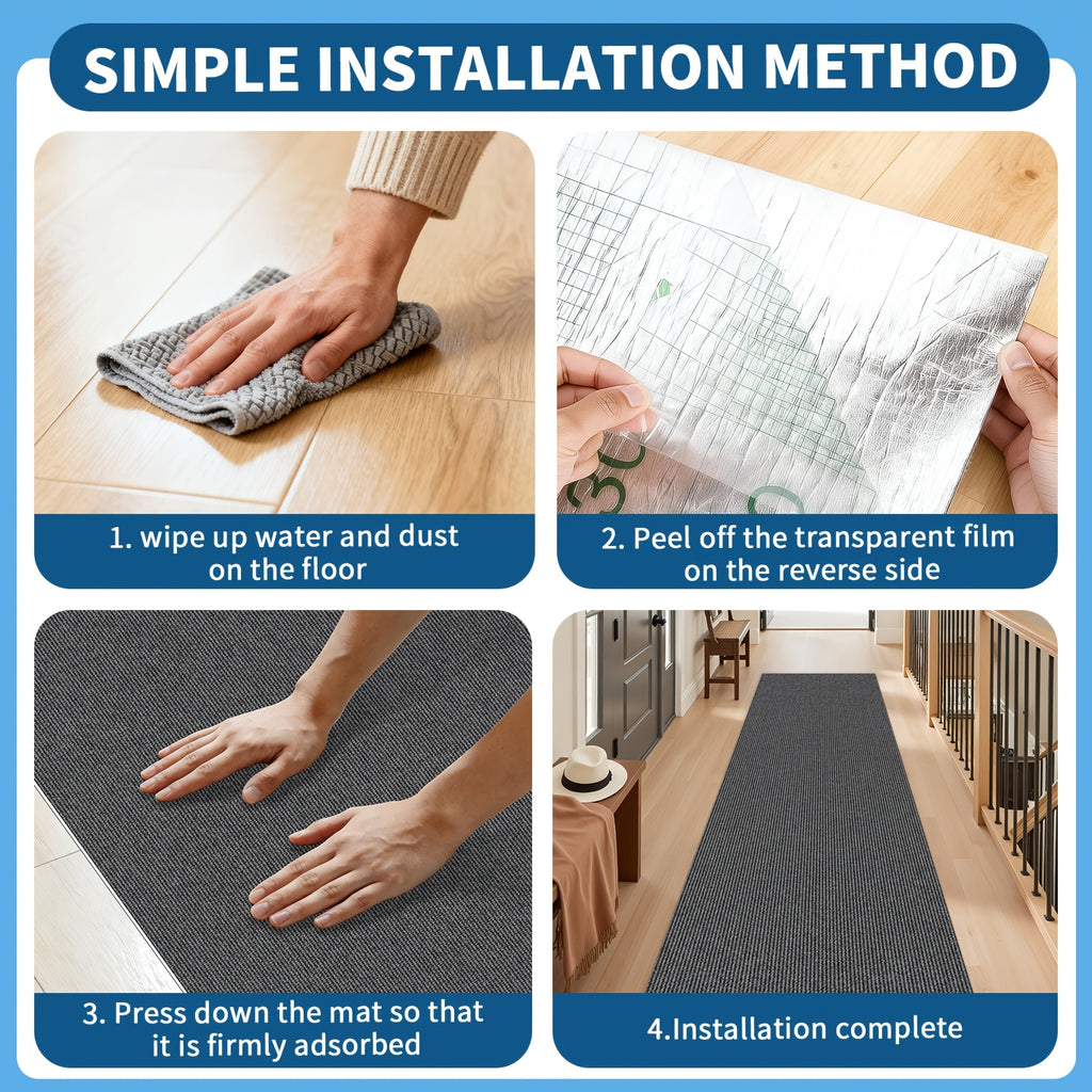 Area Rugs, Hallway Runners, and Non-slip Carpet Runners. Suitable for Bedside Rugs, Kitchens, Bedrooms, Living Rooms, Dining Rooms, Entrances, and Hallways. Ideal for Hardwood Floors. 4mm Thick Christmas Home Decoration Mats, Self-adhesive Non-slip