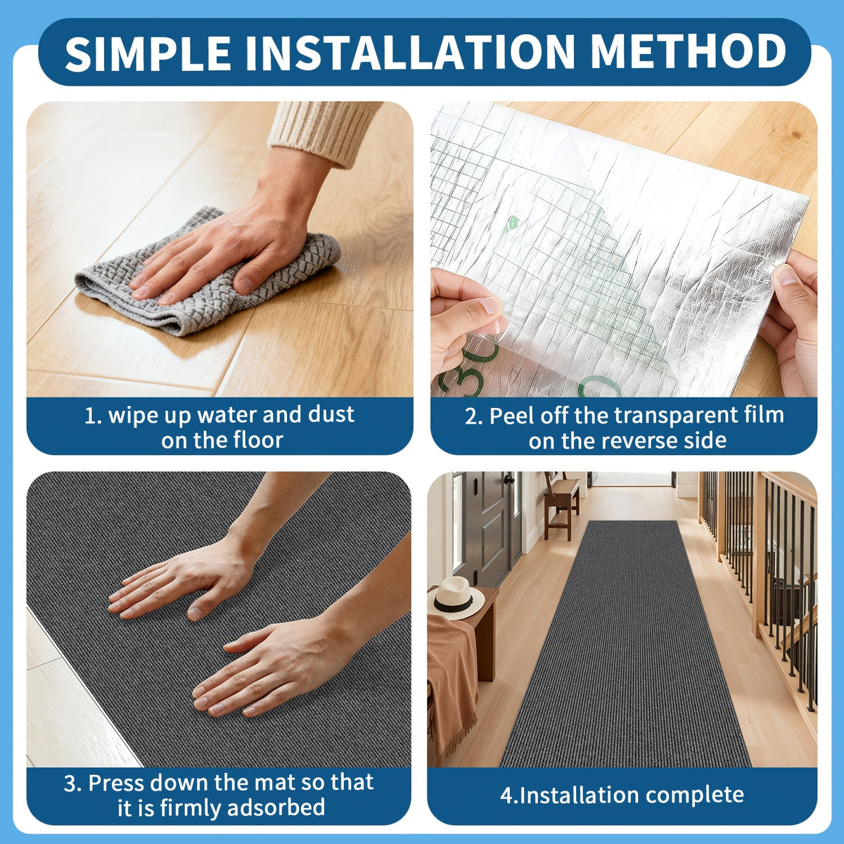 Area Rugs, Hallway Runners, and Non-slip Carpet Runners. Suitable for Bedside Rugs, Kitchens, Bedrooms, Living Rooms, Dining Rooms, Entrances, and Hallways. Ideal for Hardwood Floors. 4mm Thick Christmas Home Decoration Mats, Self-adhesive Non-slip
