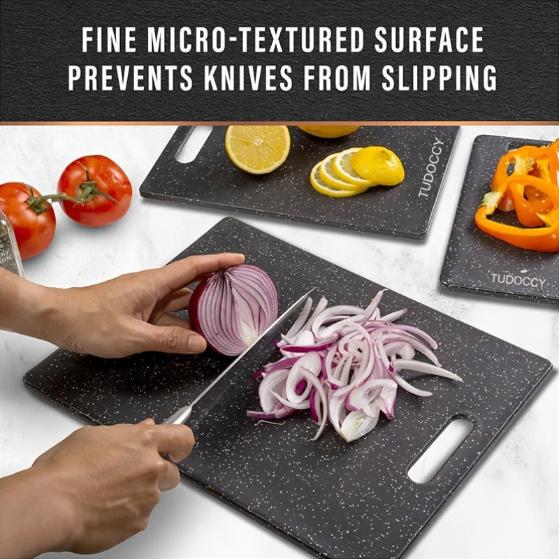 3pcs/SET Kitchen Chopping Board, Two -color Large, Medium, Small -sized 3 -piece Set Of Cutting Board, Excluding BPA Cutting Board, Plastic Cutting Board With Easy Shaking Handle, Non -porous Meat Cutting Board