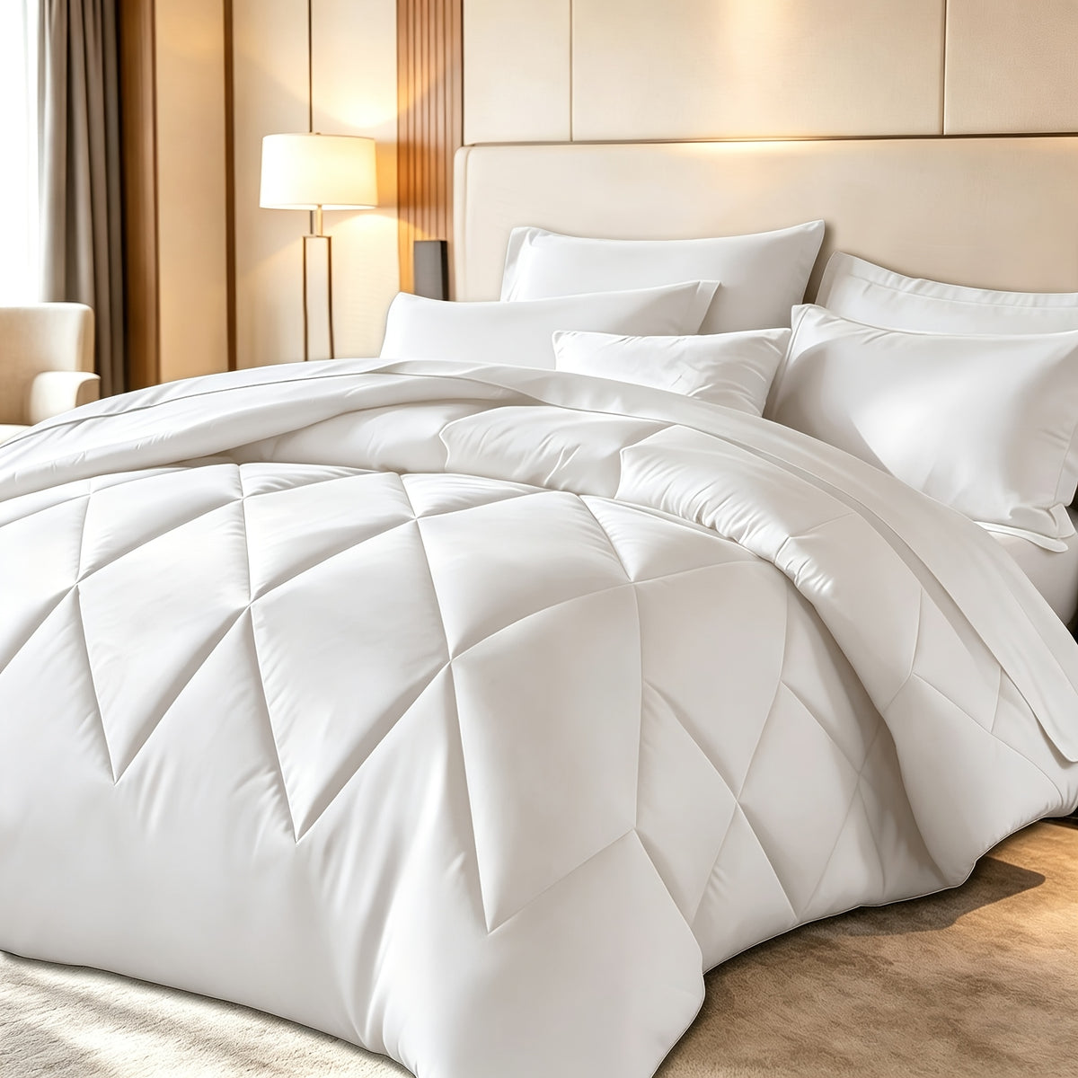 2/3pcs Solid Color Diamond Pattern Large And Extra-Large Bed Set Soft Comfortable And Lightweight Fabric Breathable Quilt Easy to Care Equipped with Quilts And Pillowcases Luxurious Quality And Ideal Gift, Random Color