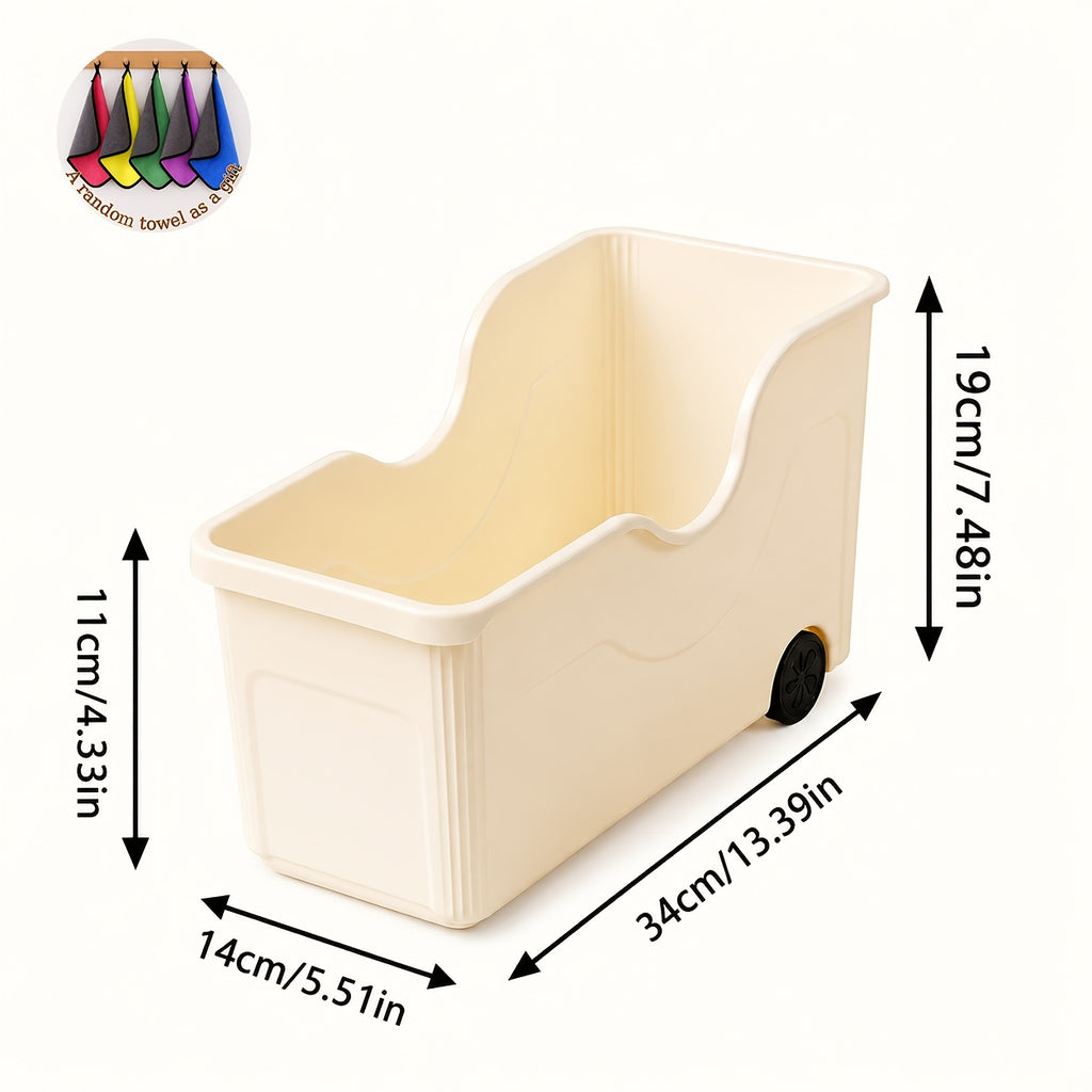 3pcs Plastic Organizer Bin With Wheels(Give A Random Towel As A Gift), Large Capacity Roll Out Plastic Storage Bins, Multi-purpose Kitchen, Bathroom And Pantry Storage Containers, Freezer & Cabinet Organization Bins