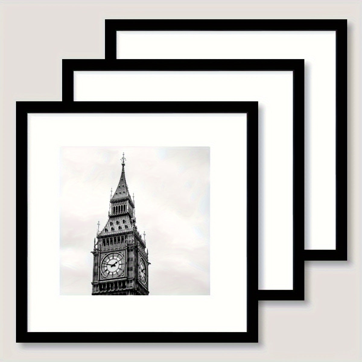 3pcs/set of white and black square frames 8*8in and 12*12in decorative photo frames, which can be given to friends and family as holiday gifts, suitable for hanging on the walls of corridors and living rooms, photo paper is not included.