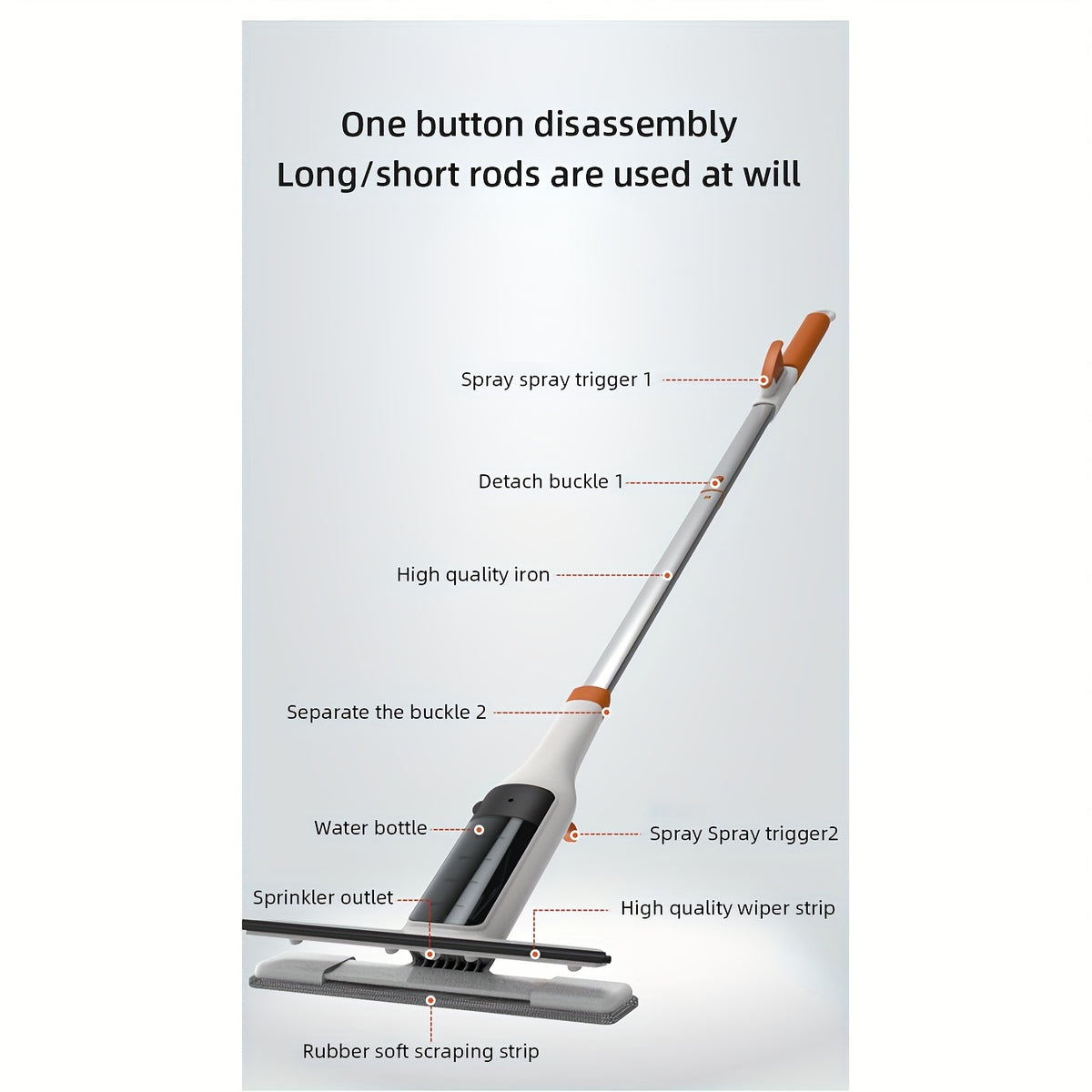[3-in-1 Glass Cleaning] 3-in-1 Glass Cleaning Kit - Durable Metal Pole, Scraper Included - Ideal for High Windows, Shower Doors & Car Windshields - Essential Home Cleaning Tool