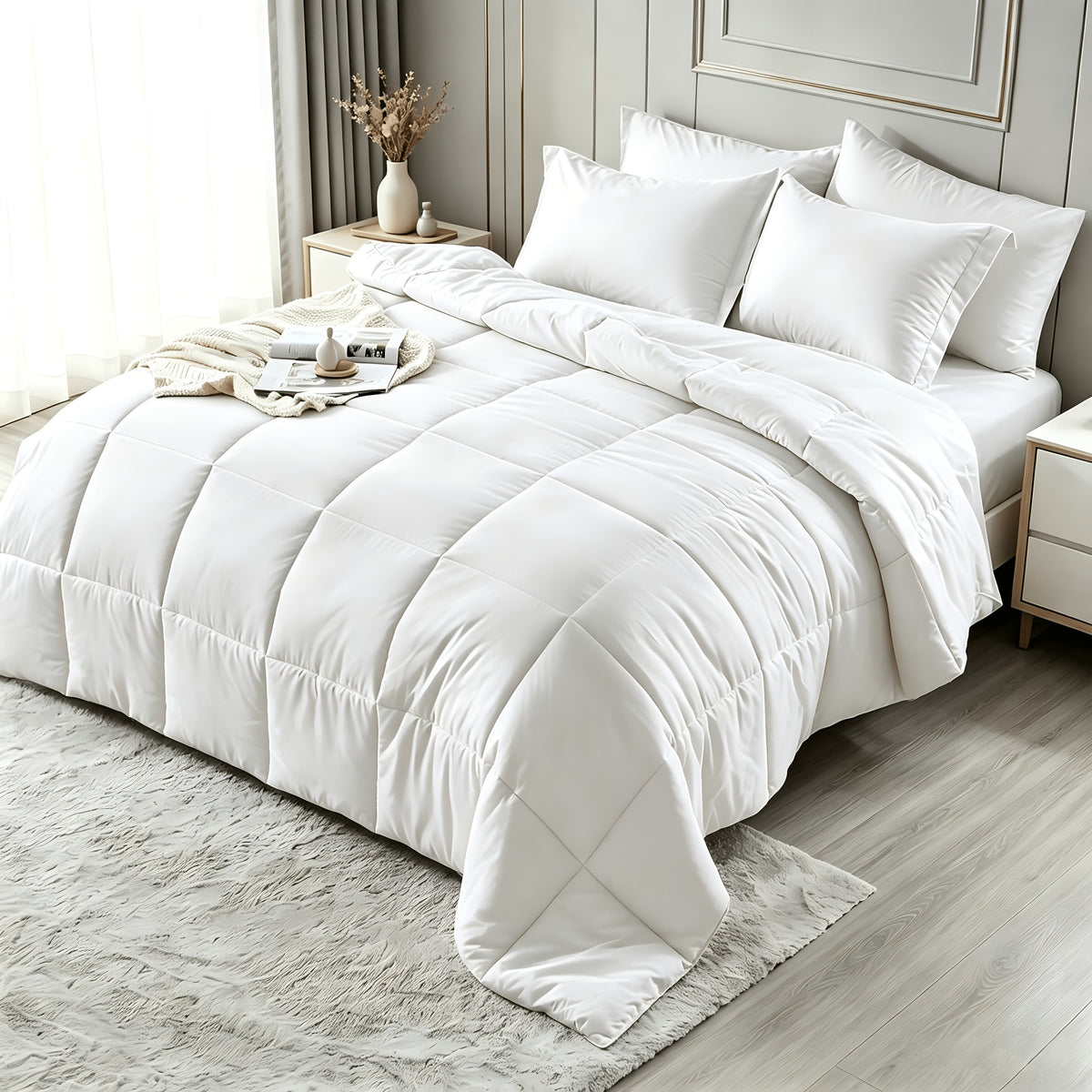 2/3pcs Bed Sheet Sets Queen Size, Double-Sided Tech Fabric, All-Season Comforter-Soft Breathable Quilt for Hot Sleepers & Night Sweats-Bedroom & Camping Use-for Couples & Solo User, 1 Comforter, 1/2 PillowCases, Bedding, Random Color
