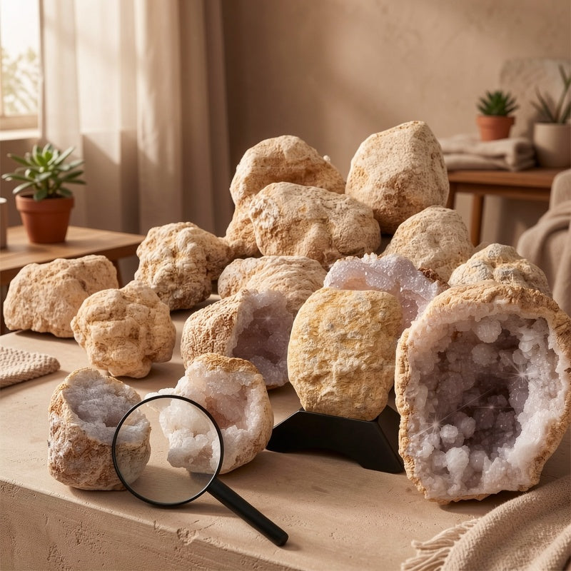 10/20pcs Natural Quartz & Agate Geode Eggs - Break-Open with Natural Mineral Formations, Crystal Specimen for Collectors, DIY Crafts & Unique Crystal Gifts (10 or 20 Geodes)
