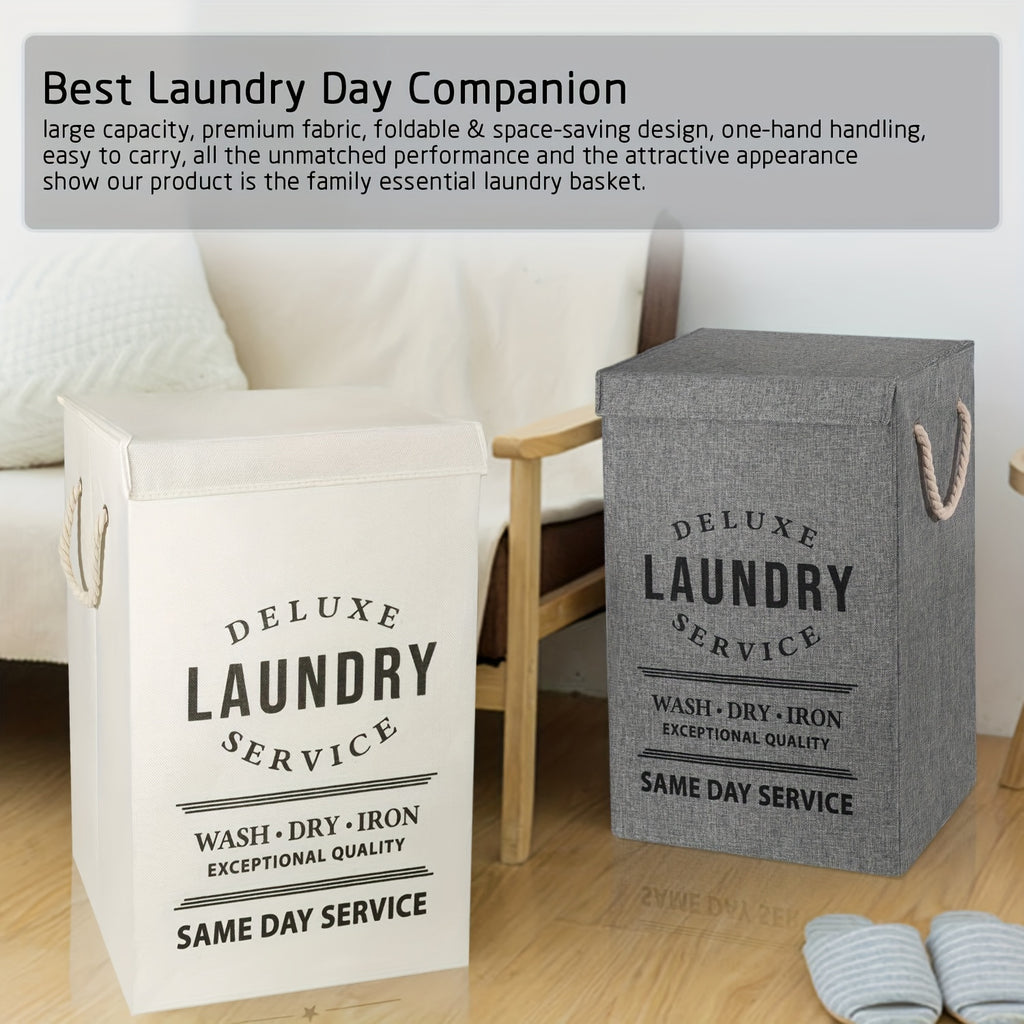 Laundry Basket with Lid, 22.45gal Large Deluxe Laundry Baskets - Collapsible Foldable Laundry Hamper Big Storage Basket Bin for Clothes Washing Bedroom Organizer Toy Collection (Black)
