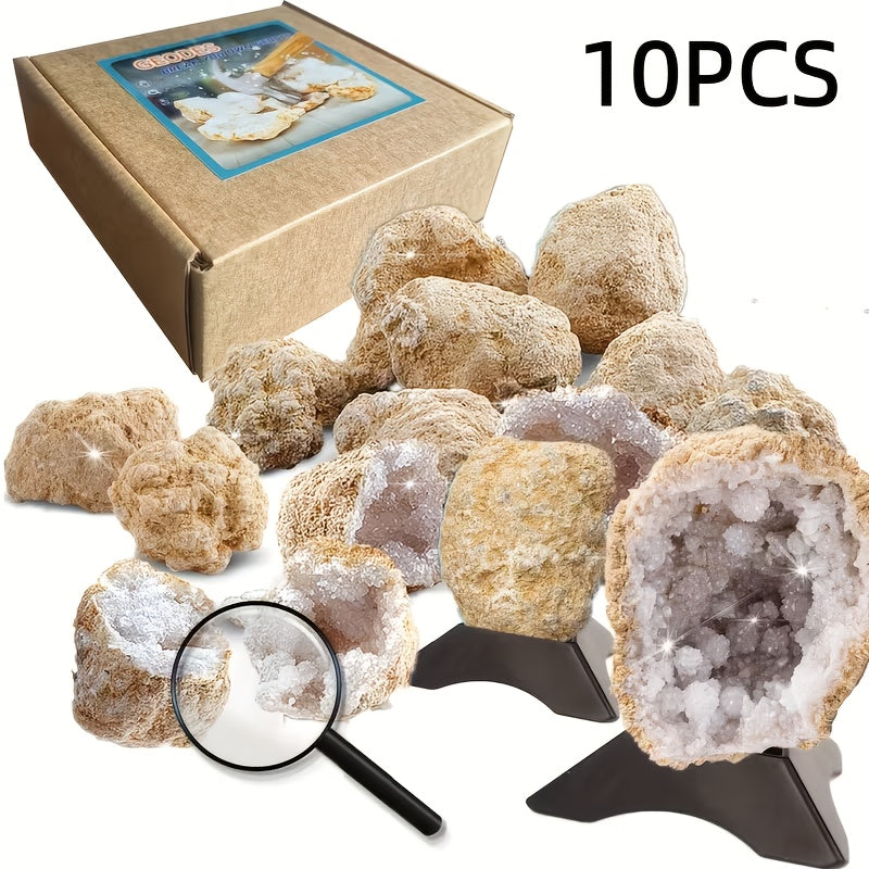 10/20pcs Natural Quartz & Agate Geode Eggs - Break-Open with Natural Mineral Formations, Crystal Specimen for Collectors, DIY Crafts & Unique Crystal Gifts (10 or 20 Geodes)