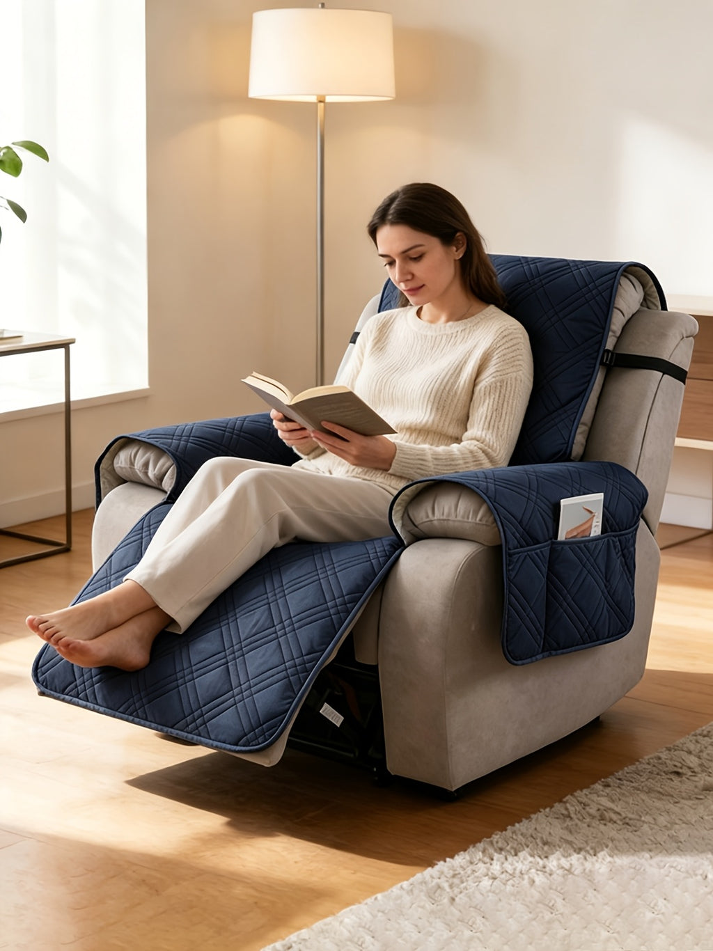 1pc 100% Waterproof Recliner Chair Cover, Non Slip Recliner Covers for Recliner Chair with Pocket, Pet Scratch-Resistant Sofa Slipcover, Washable Furniture Protector, Easy to Install for Living Room, Bedroom, And Study, Halloween Home Decorations