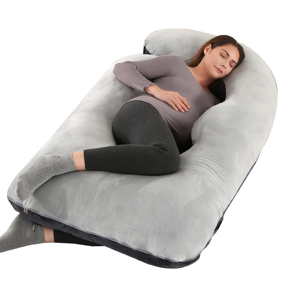 J Shaped Pregnancy Pillow, Full Body Maternity Support for Back, Legs and Tummy with 60 Inch and Small 41 Inch Options for Bedtime Comfort