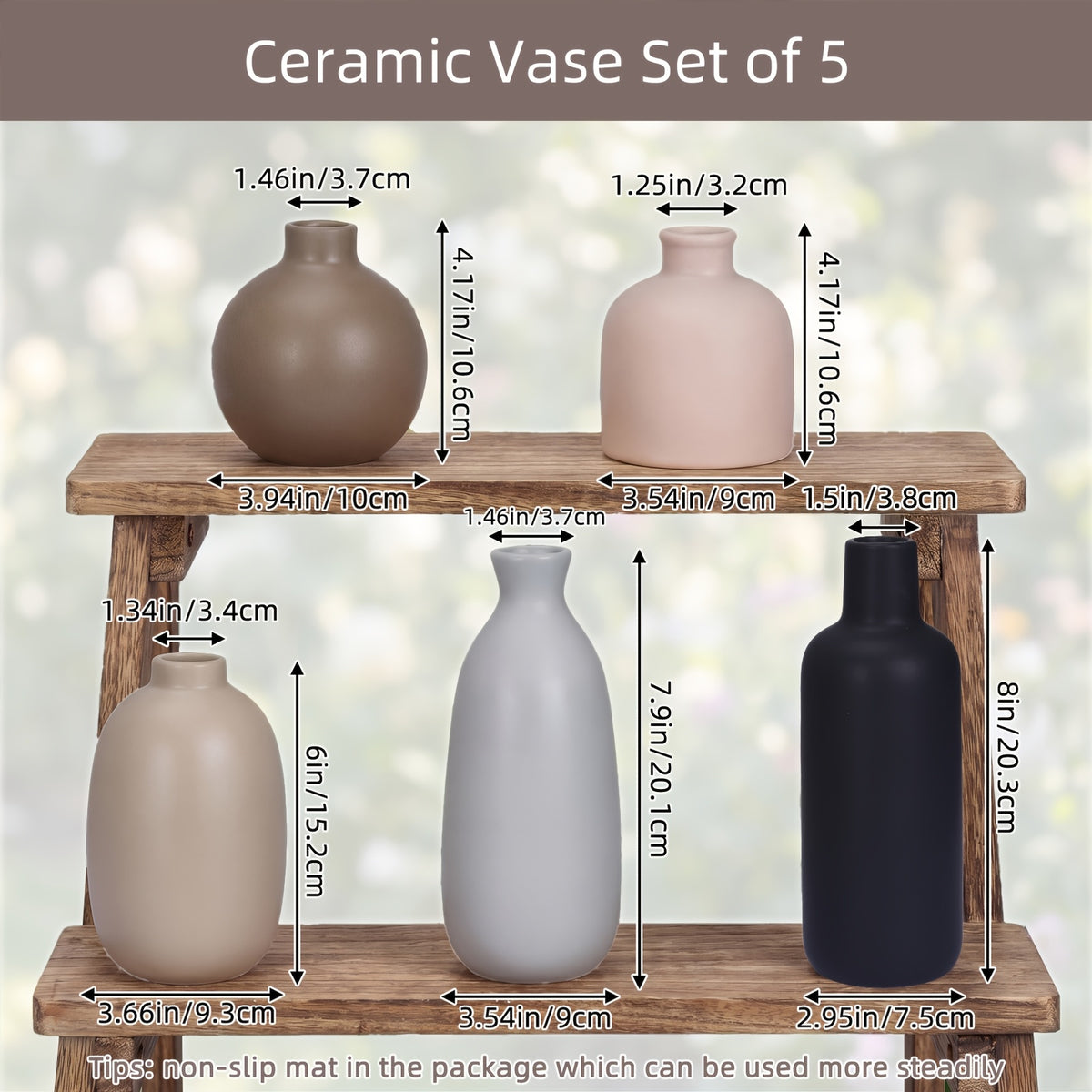 TOMNK Ceramic Vase Set Of 3/5, Nordic Modern Boho Ins Style Decorative Ceramic Aesthetic Flower Vase for Home Decor, Matte Ceramic Decorations for Living Room Shelf, Bookshelf Mantle Entryway Table Or Console Decor