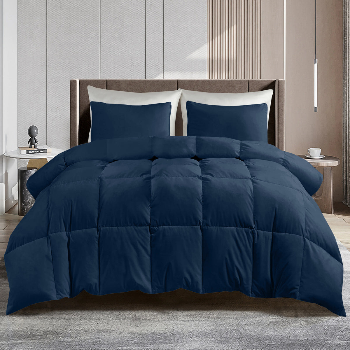 Lux Decor Comforter - All Season Quilt Comforter For Summer Sleeping With Corner Tabs - Soft, Breathable Versatile Bedding & Bedroom Decor - Luxurious Box Stitching