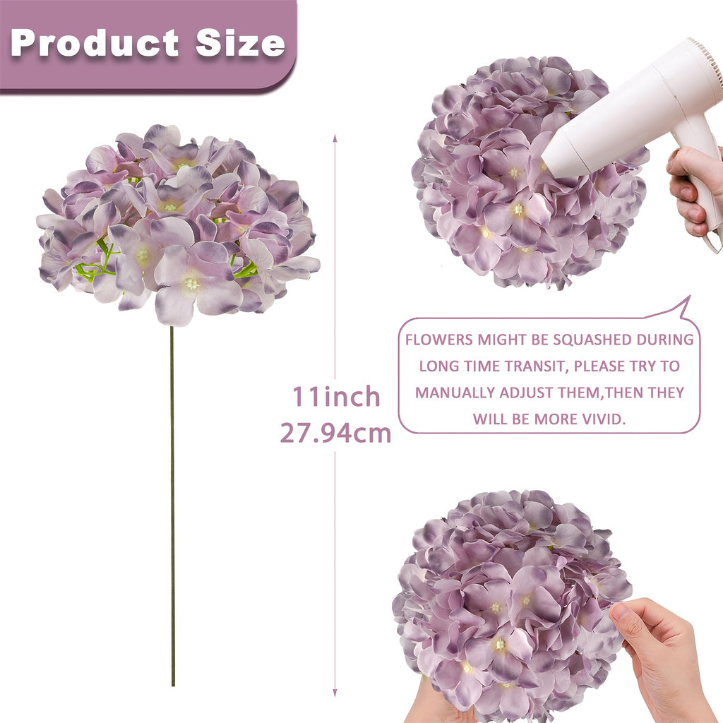 63pcs Artificial Hydrangea Flowers with Stems - Realistic Full Faux Silky Blooms, Round Heads Suitable for Wedding, Baby Shower, Garden, Party Decor, Home Decoration - Fake Flowers for Centerpieces, Arrangements, Year-Round Use