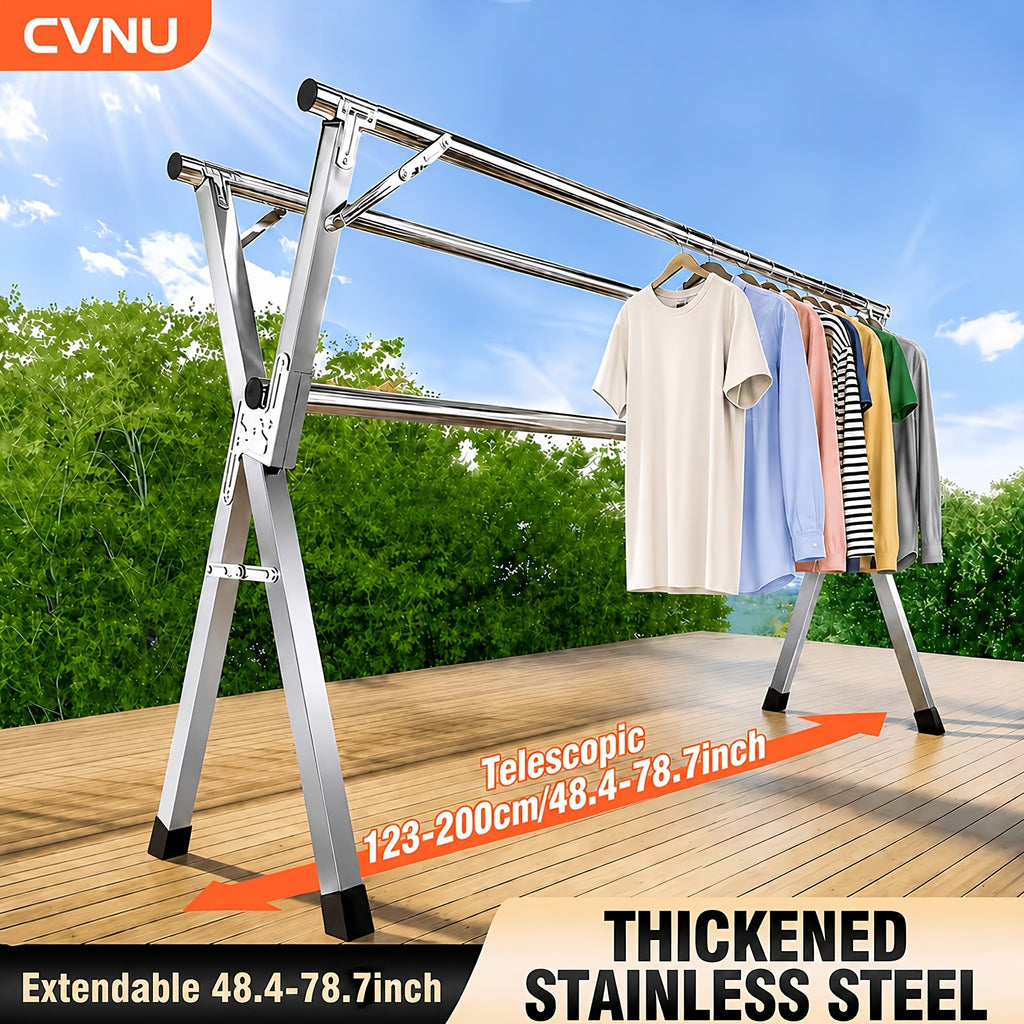 A Versatile Clothes Drying Rack Available in Three Sizes, 63", 78.7" And 95", Designed for Both Indoor And Outdoor Use. This Durable Metal Rack Is Collapsible And Features a Heavy-Duty Stainless Steel Clothesline, Drying Racks
