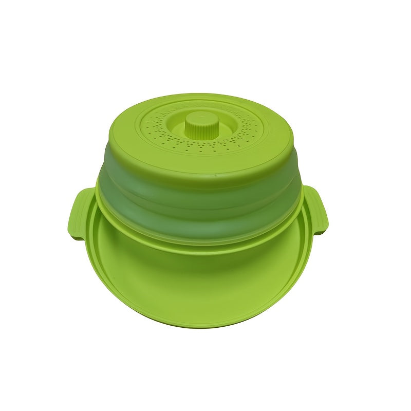 2026 New Microwave Food Splash Guard & Base Mat - 10.5" Foldable Ventilated Cover with Anti-Scalding & Thickening Design, Durable Plastic & Silicone for Kitchen & Dining Room Safety