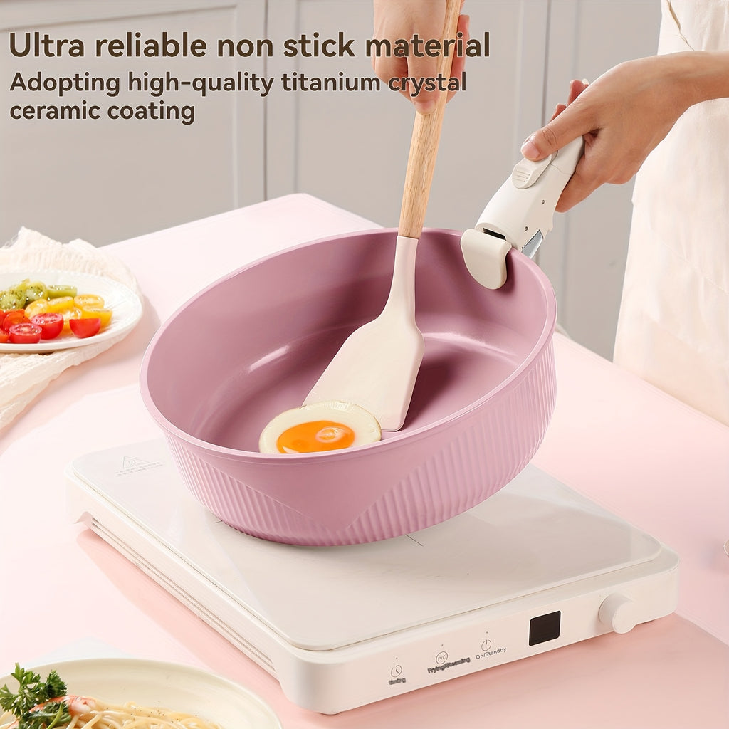 24pcs/7pcs/5pcs Cookware Set Non-Stick Pots & Pans Induction-Ready Kitchen Cookware Set Includes Skillet/Frying Pan/Soup Pot/Steak Pan Removable Handles Home & RV Kitchen Set Stackable Kitchen Accessories Easy To Clean Multiple Colors