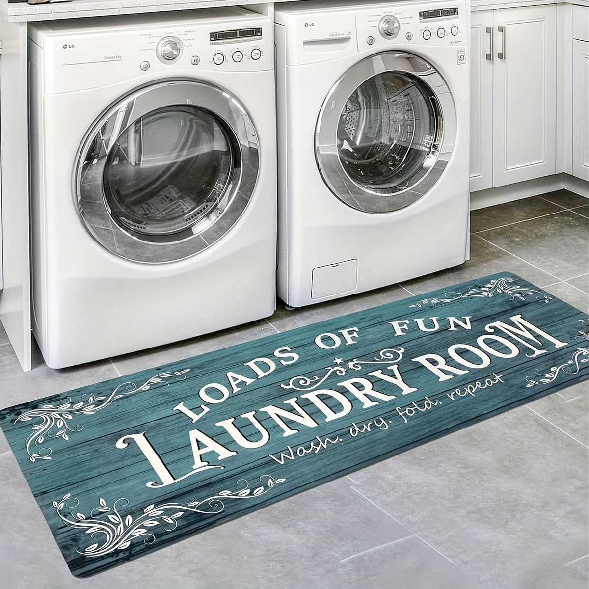 1pc Non Slip Laundry Room High Quality Runner Rug, Decor Non-Skid Comfort Standing Mat Machine Washable Text Design Laundry Mat, Floor Mats & Matting for Kitchen, Porch, Bathroom, Hotel, Commercial Laundry Rooms, And Home, Bathroom Rug 20x60in