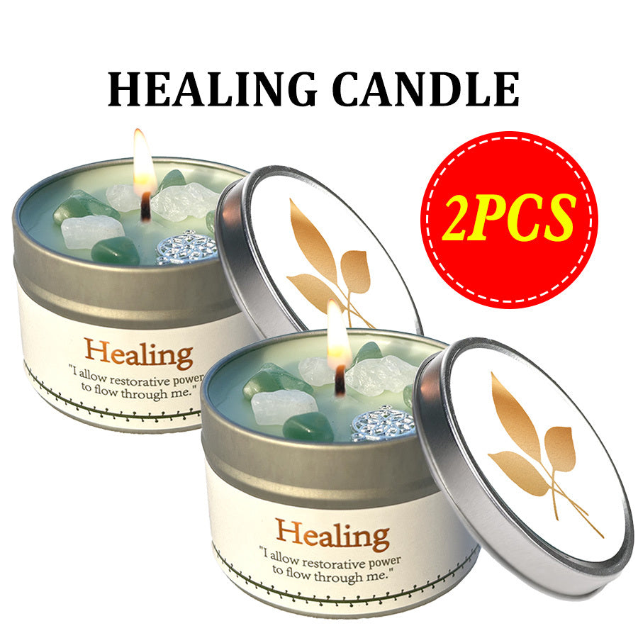 EVODUCK 2pcs/1pc Law Of Attraction Protection Manifestation Candle | Sage Each 3oz/total 6oz Scented Soy Wax Candle With Golden Crystal | For Focus, Meditation, Yoga & Reading | Christmas, New Year, Birthday Gift For Women