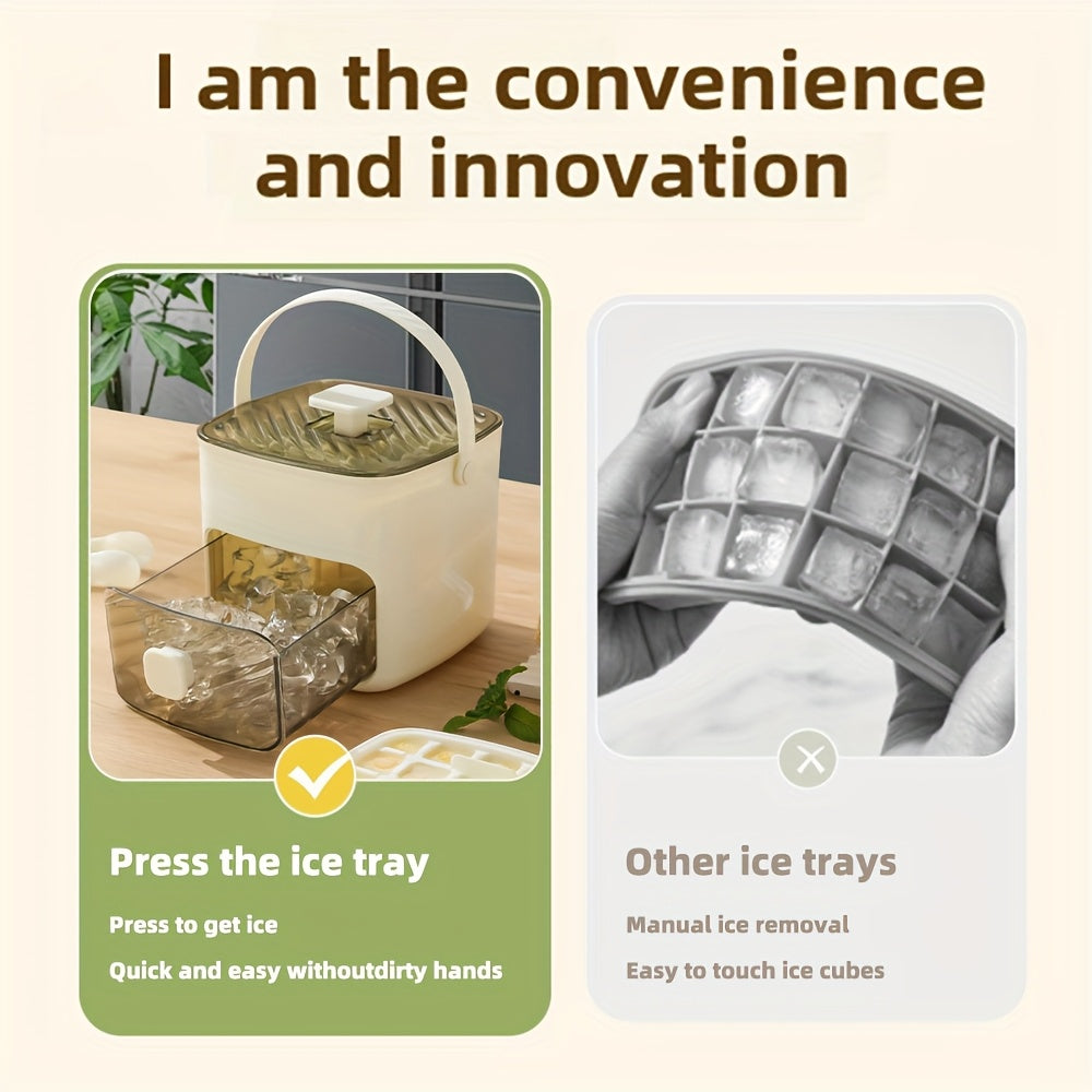 Ice Mold Designed for Making Ice at Home, 48-Compartment Cube of Ice Mold, Novelty Cube of Ice Tray with Lid, Easy Capping - Double Layer, Food Grade Plastic Storage Tray - Portable Design for Beverages, Tea & Coffee, Essential Kitchen Gadget