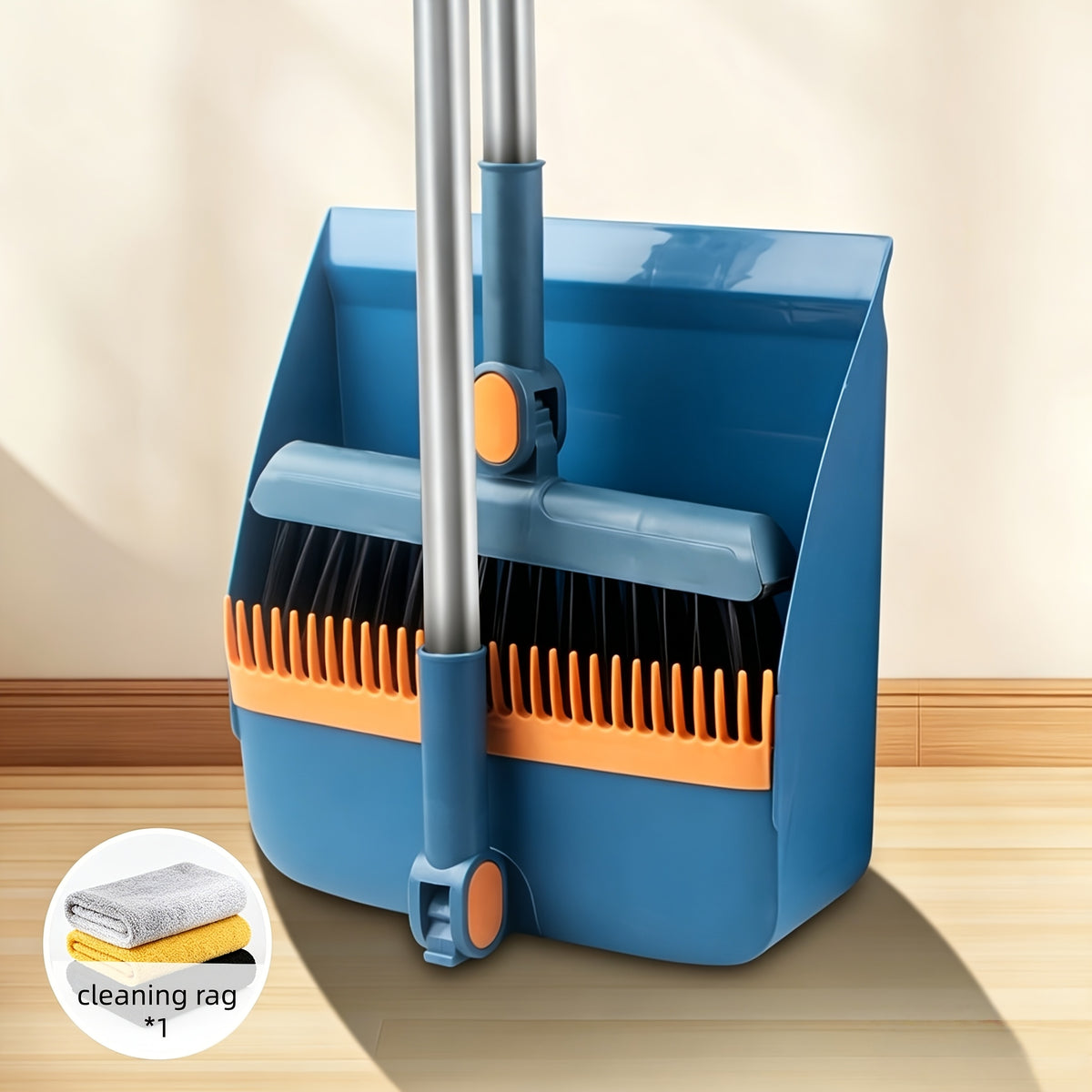3-in-1 Upright Broom And Dustpan Combo, Long Handle Floor Sweeping Brush Set With Comb Teeth Dustpan, Garbage Bag Holder, Indoor Outdoor Cleaning Kit For Kitchen, Balcony, Patio, Garage, Party Cleanup