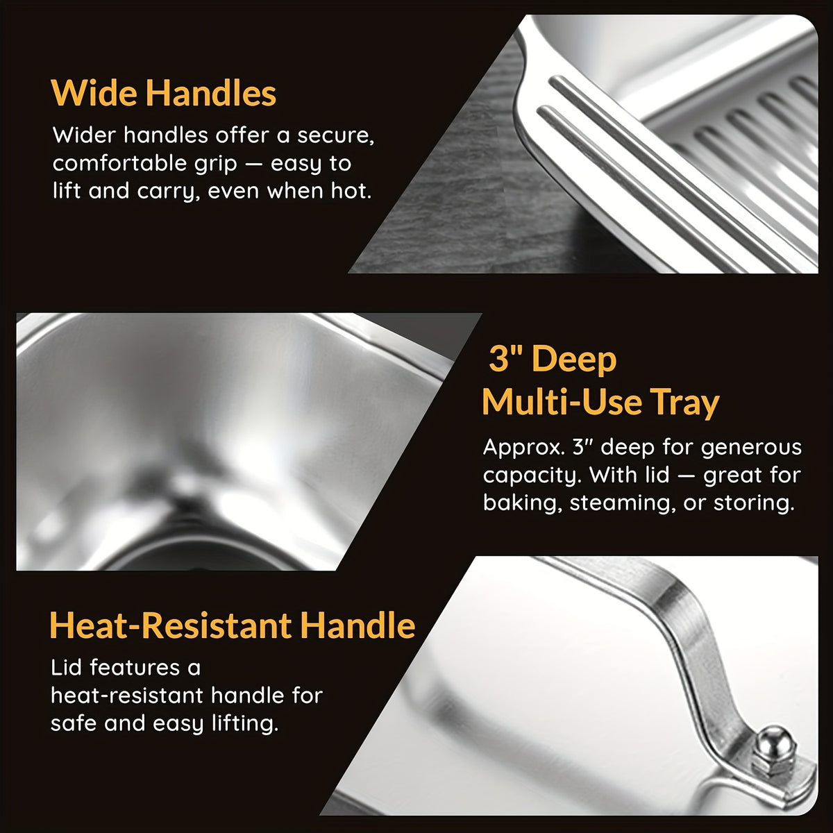 2/4/6/8pcs Extra Large Heavy Duty Stainless Steel Baking Pans with Lids - Non-Stick, Thick Rectangular Oven Trays for Desserts, Bread, And Seafood - Perfect for Bbqs, Buffet Serving Trays