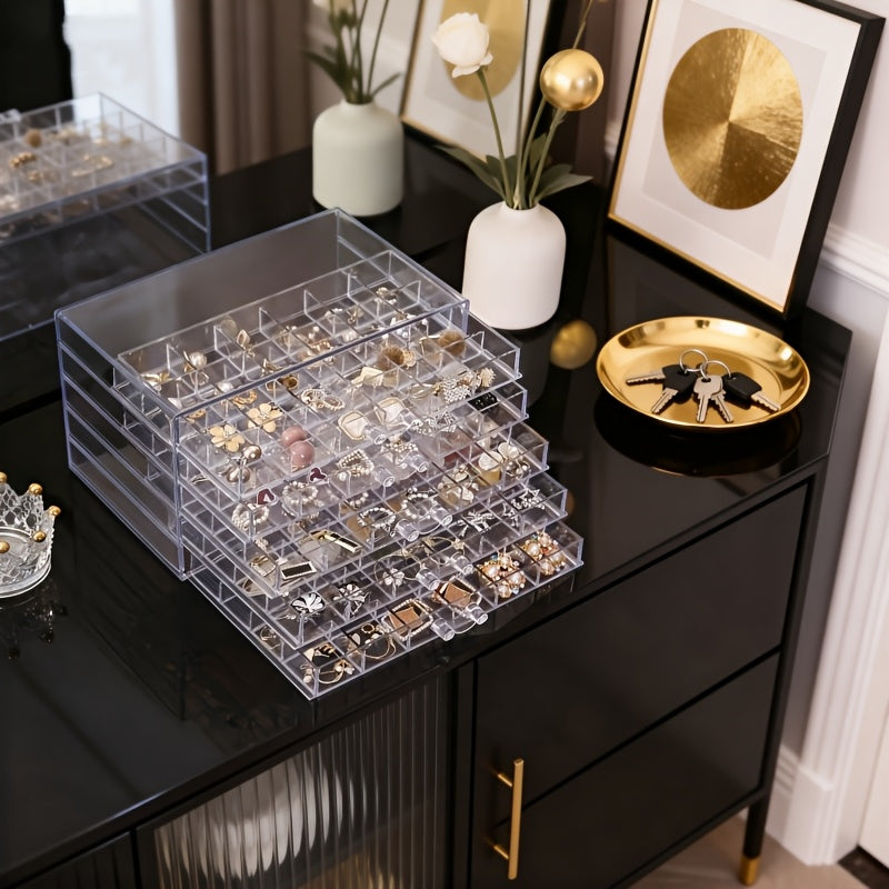 72/120 Layered Jewelry Storage Boxes, Fashionable Acrylic Jewelry Storage Boxes, Suitable for Storing Earrings, Necklaces, Bracelets, Rings, Bracelets, Watches and Other Jewelry. Large-capacity Designed Accessory Storage Boxes, the First Choice for C