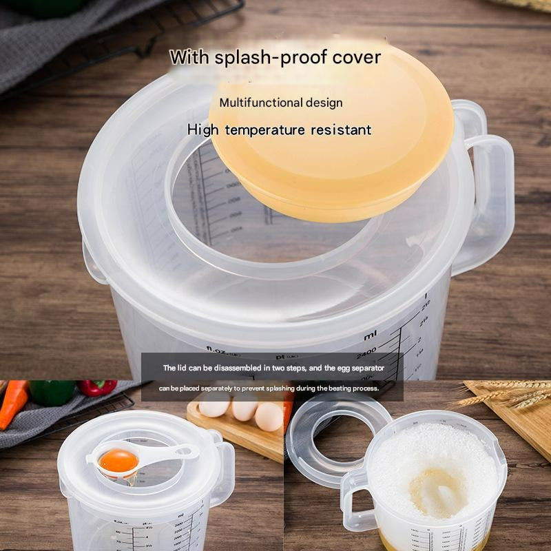 Multi Functional Mixing Bowl with Lid, 84.54oz Large Capacity, Equipped with Measuring Cup and Scale. Splash Proof Design, Durable Plastic, Perfect for Salad Making, Baking and Food Storage.