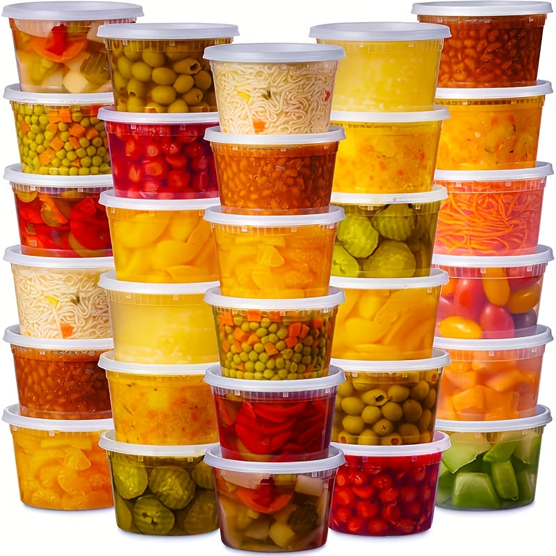 48pcs(24 Containers & 24 Lids) 16oz BPA-Free Durable Leakproof Deli Containers with Lids Set - Microwave & Dishwasher & Freezer Safe Stackable Sealed Fresh Container, Ideal Choice for Takeout Meal Preparation, Ready-to-Eat Packaging Kit