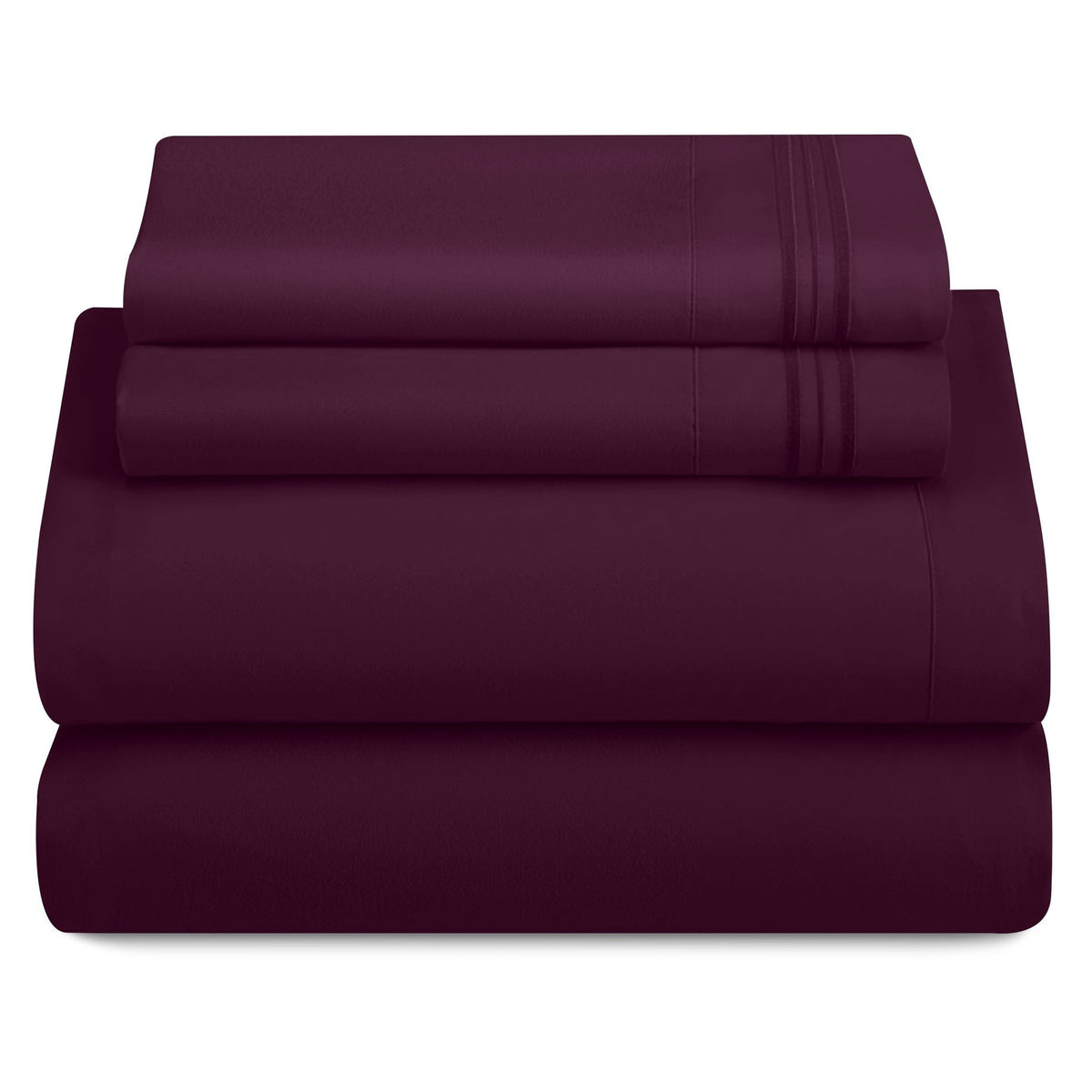 Lux Decor 4 Pieces Solid Bedsheets - 1800 Series Stylish Comfy Bedding Sheet Set - Hotel Luxury Skin Friendly Cooling Sheets & Embroidered Pillowcases Without Filler - Classic Collection With 16 Inches Deep Pocket Room decor - Shrinkage & Fade Resistant