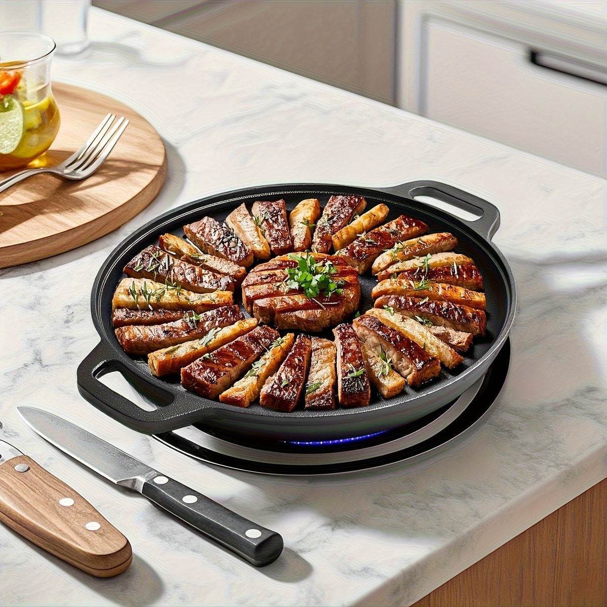 1/2/3pcs Cast Iron Pan, Pre Seasoned, Outdoor Camping Cookware Multifunctional, Non-stick, for Pizza Lovers, Home Kitchens, Outdoor Cooking, Durable, Even-Heating, Versatile, Compatible with All Stoves, Perfect for Home Kitchens And Outdoor Cooking