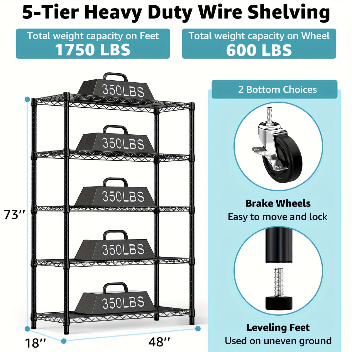 MZG Heavy-Duty Adjustable 5/4 Shelf Metal Storage Shelving Unit - Industrial Garage, Pantry, Kitchen, Workshop Organizer Tool-Free Assembly, Space-Saving Shelving Rack For Home, Commercial Use Open Shelf Design, Sturdy Construction, Utility Shelves