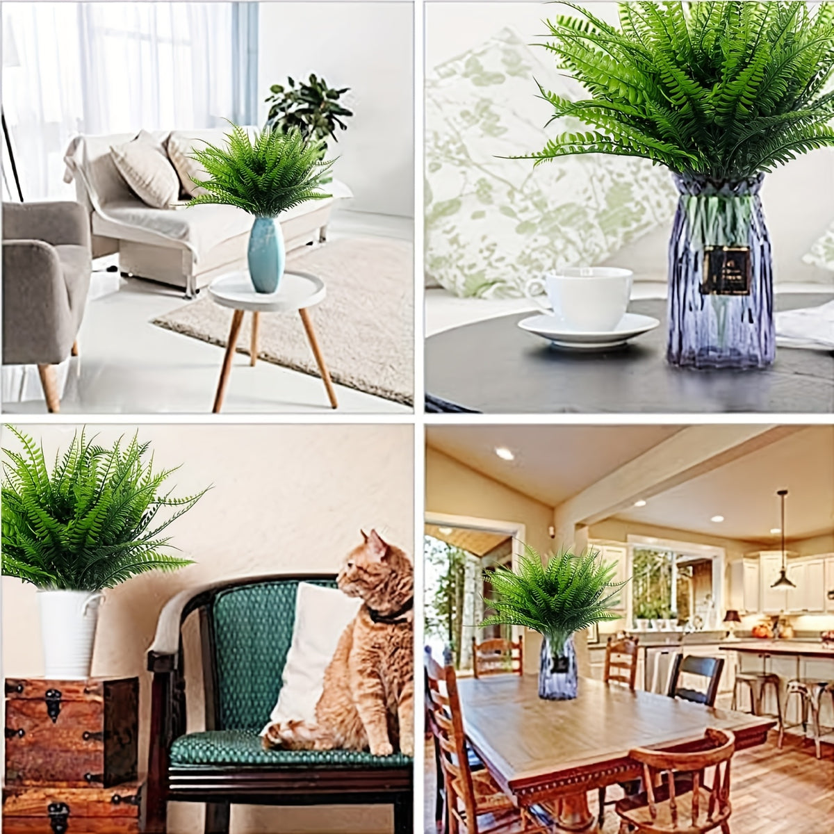 Set of 20 Artificial Ferns Suitable for Outdoor Use, These Faux Boston Ferns Are Made from Uv-Resistant Plastic, Perfect for Enhancing The Decor of Homes, Offices, Gardens, Patios, And Yards