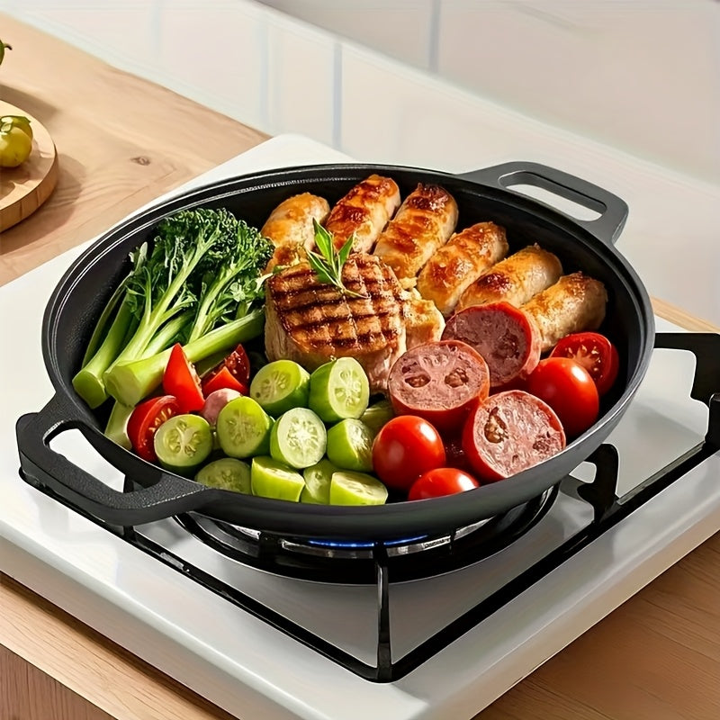 1/2/3pcs Cast Iron Pan, Pre Seasoned, Multifunctional, Non-Stick, for Pizza Lovers, for Home Kitchens, Outdoor Cooking, Durable, Even-Heating, Versatile, Compatible with All Stoves, Perfect for Home Kitchens And Outdoor Cooking