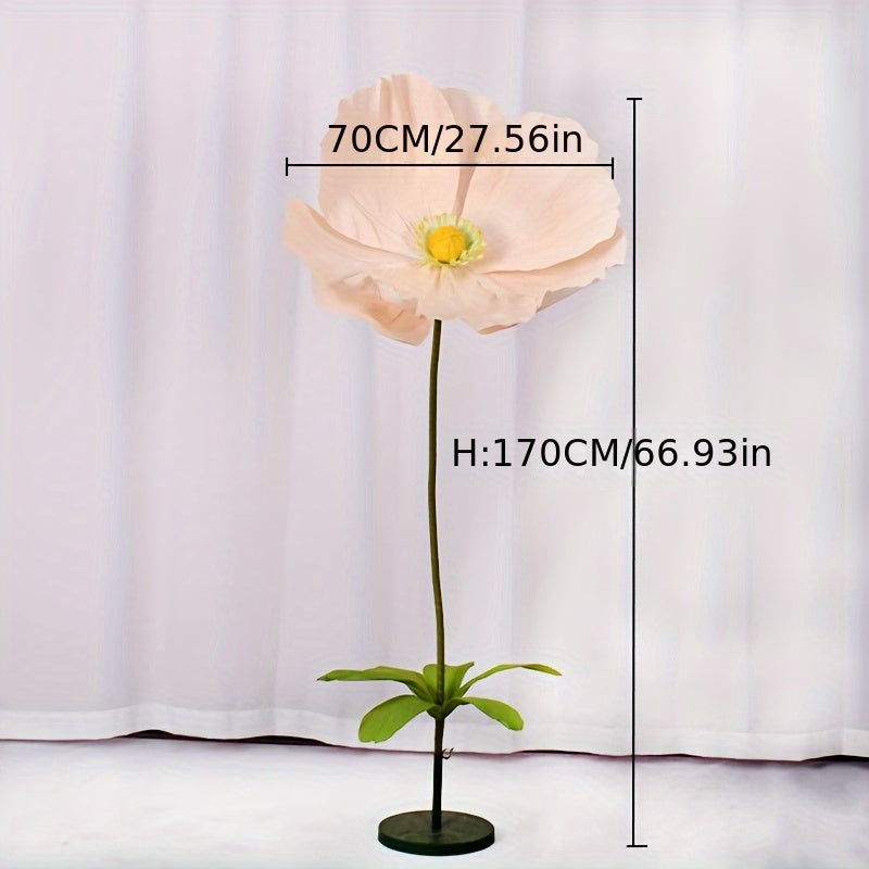 1pc, Super-large Poppy Artificial Flowers Fell To The Ground, Visited The Shopping Mall, Shop Window Decoration, Wedding Scene Decoration, Artificial Fake Flowers, Paper Flowers, Paper Art Flowers