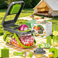 Vegetable Chopper with Container, Multifunctional Slicer and Dicer with Interchangeable Blades for Onion, Salad Ingredients and Everyday Kitchen Meal Prep