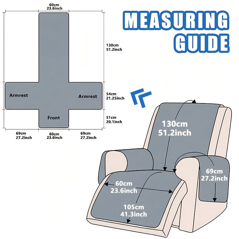 1pc Recliner Cover Sofa Cover, with Pocket Anti Slip Sofa Cushion, Pet Furniture Protective Cover, Quilted Sofa Recliner Cover with Elastic Band, Sofa Protective Cover, Sofa Accessories, Easy to Install, Random ColorShipped From 4 Assorted Colors.