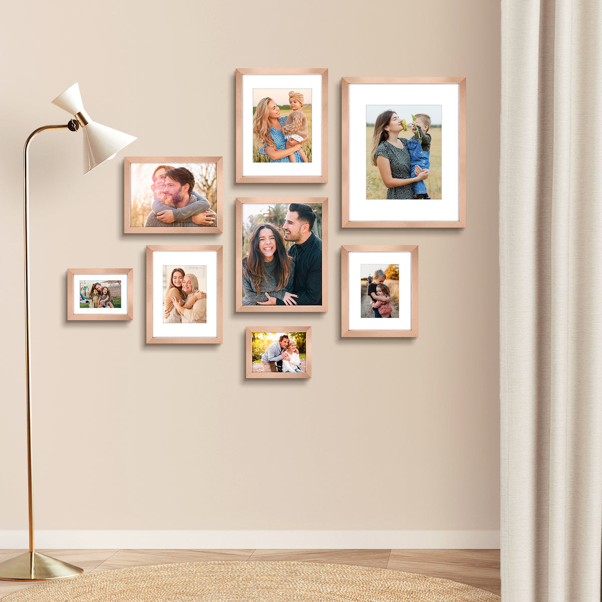 6 Packs 6x8/8x10/9x12/11x14/16x20 Picture Frames Set, Engineered Wood Gallery Wall Frame Set with Plexiglass - Wall Mounting or Tabletop Display