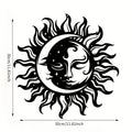 Sun and Moon Metal Wall Art, Single-Piece Black Iron Celestial Plaque with Intricate Symbolic Design for Home, Office and Garden Decor or Housewarming Gifts