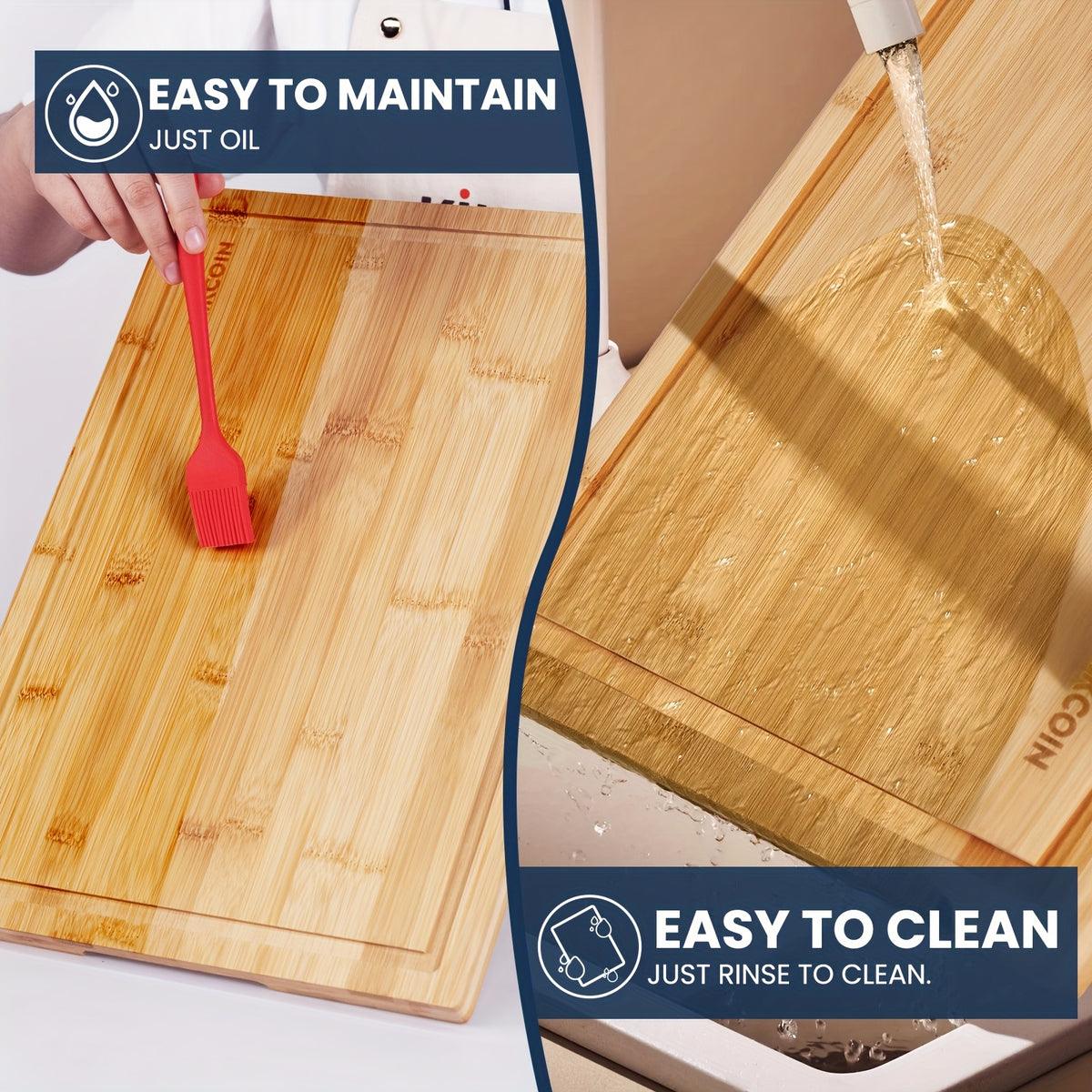 4pcs/1pc Kitchen Bamboo Cutting Board, Chopping Board with Storage Rack And Juice Groove.Essential Kitchen Tools.for Vegetables, Meat, Fruits, Bread Cheese.Great Gift for Family, Friends.Memorial Day, Spring Essentials, Mother's Day Gift